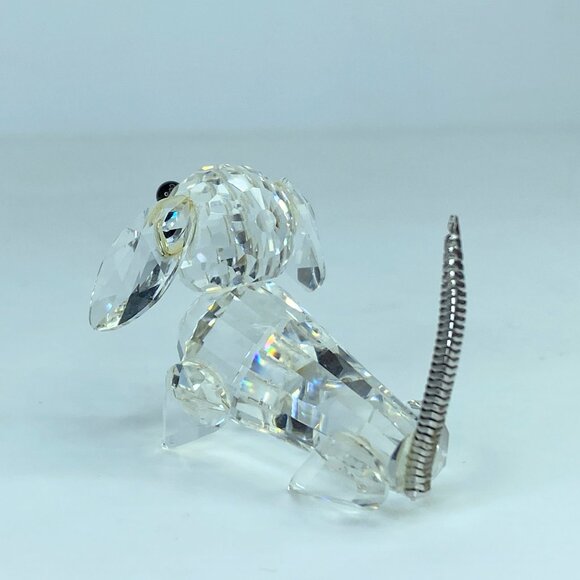 Swarovski Crystal Dachshund Dog Figurine Retired Black Eyes Wire Tail  S172 - Picture 5 of 7